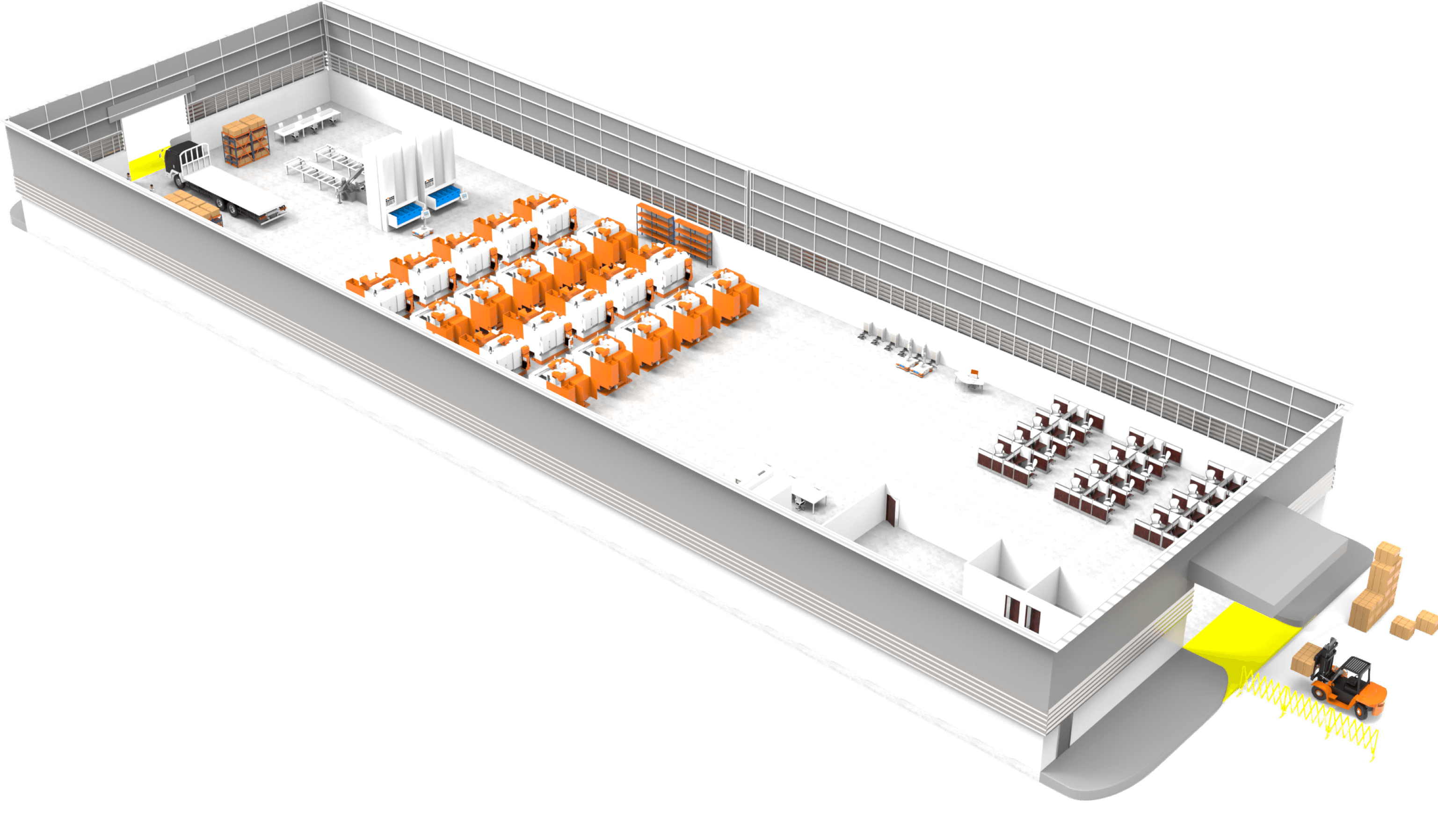 Isometric view of an automated Umagine manufacturing facility